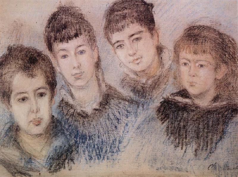 Claude Monet The Four Hoschede Childern Jacques,Suzanne,Blanche and Germaine France oil painting art